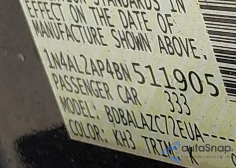 2011 Nissan Altima 2.5 z USA, uszkodzony, nr VIN 1N4AL2AP4BN511905